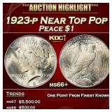 1923-p Peace Dollar Near Top Pop $1 ms66+ SEGS
