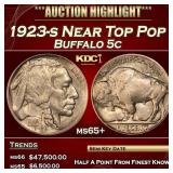 1923-s Buffalo Nickel Near Top Pop 5c ms65+ SEGS