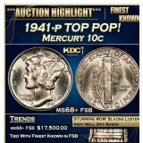 1941-p Mercury Dime TOP POP! 10c ms68+ fsb SEGS