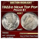 1922-d Peace Dollar Near Top Pop $1 ms67 SEGS