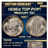 1936-d Mercury Dime TOP POP! 10c ms68+ fsb SEGS