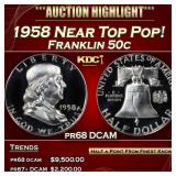 1958 Proof Franklin Half Dollar Near Top Pop! 50c