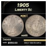 1905 Liberty Nickel 5c Grades ms65
