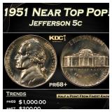 1951 Proof Jefferson Nickel Near Top Pop! 5c pr68+