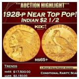 1928-p Gold Indian Quarter Eagle Near Top Pop! $2