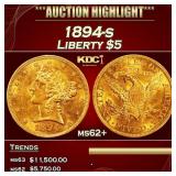 1894-s Gold Liberty Half Eagle $5 ms62+ USCG