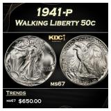1941-p Walking Liberty Half Dollar 50c ms67 SEGS