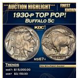 1930-p Buffalo Nickel TOP POP! 5c ms67+ SEGS