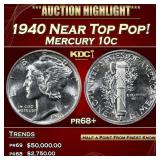 1940 Proof Mercury Dime Near Top Pop! 10c pr68+ SE