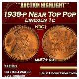 1938-p Lincoln Cent Near Top Pop 1c ms67+ rd SEGS