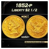 1852-p Gold Liberty Quarter Eagle $2 1/2 ms62+ USC