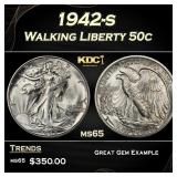 1942-s Walking Liberty Half Dollar 50c Grades ms65