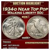 1934-d Walking Liberty Half Dollar Near Top Pop 50