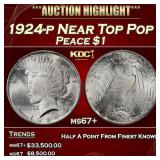 1924-p Peace Dollar Near Top Pop $1 ms67+ SEGS