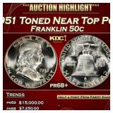 1951 Proof Franklin Half Dollar Toned Near Top Pop