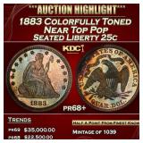 1883 Proof Seated Liberty Quarter Colorfully Toned