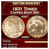 1831 Capped Bust Half Dollar Toned 50c ms64+ SEGS