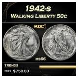 1942-s Walking Liberty Half Dollar 50c Grades ms66