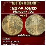 1927-p Mercury Dime Toned 10c ms66+ fsb SEGS