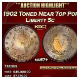 1902 Liberty Nickel Toned Near Top Pop 5c ms67+ SE