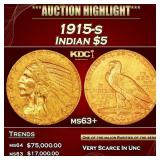 1915-s Gold Indian Half Eagle $5 ms63+ USCG