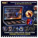12 Coin Complete X-Men Movie Gold Plated Round Col
