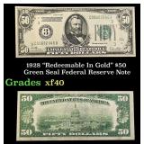 1928 $50 Green Seal Federal Reserve Note "Redeemab