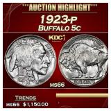 1923-p Buffalo Nickel 5c ms66 SEGS
