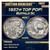 1937-p Buffalo Nickel TOP POP! 5c ms68+ SEGS