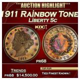 1911 Proof Liberty Nickel Rainbow Toned  5c pr68 S