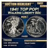 1941 Proof Walking Liberty Half Dollar TOP POP! 50