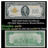 1928 $100 Gold Certificate FR-2405 Signatures Wood
