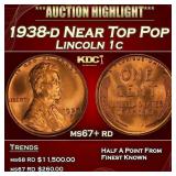 1938-d Lincoln Cent Near Top Pop 1c ms67+ rd SEGS