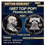 1957 Proof Franklin Half Dollar TOP POP! 50c pr69