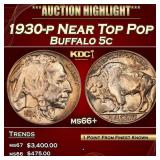1930-p Buffalo Nickel Near Top Pop 5c ms66+ SEGS