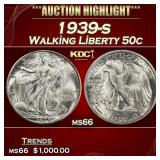1939-s Walking Liberty Half Dollar 50c ms66 SEGS