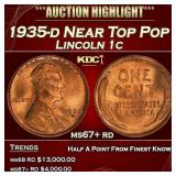 1935-d Lincoln Cent Near Top Pop 1c ms67+ rd SEGS