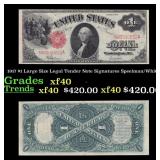 1917 $1 Large Size Legal Tender Note Grades xf Sig