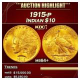 1915-p Gold Indian Eagle $10 ms64+ SEGS