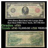 1914 $10 Large Size Red Seal FRN Rare Red Seal New