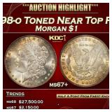 1898-o Morgan Dollar Toned Near Top Pop $1 ms67+ S
