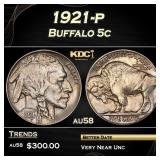 1921-p Buffalo Nickel 5c Grades au58