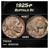 1925-p Buffalo Nickel 5c Grades ms64