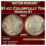 1891-cc Morgan Dollar Colorfully Toned $1 ms65+ SE
