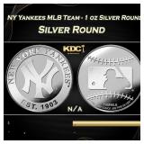 NY Yankees MLB Team - 1 oz Silver Round Round