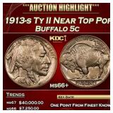1913-s Ty II Buffalo Nickel Near Top Pop 5c ms66+