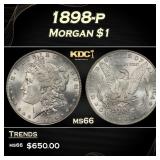 1898-p Morgan Dollar $1 Grades ms66