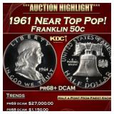 1961 Proof Franklin Half Dollar Near Top Pop! 50c