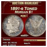 1891-s Morgan Dollar Toned $1 ms65+ SEGS