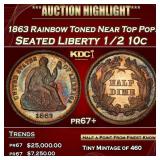 1863 Proof Seated Liberty Half Dime Rainbow Toned